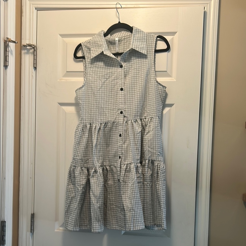 NWT Green Gingham Sleeveless Dress